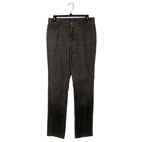 Lafayette 148 Brown Textured Snakeskin Straight Leg Stretch Pants Size 6 - Picture 1 of 6